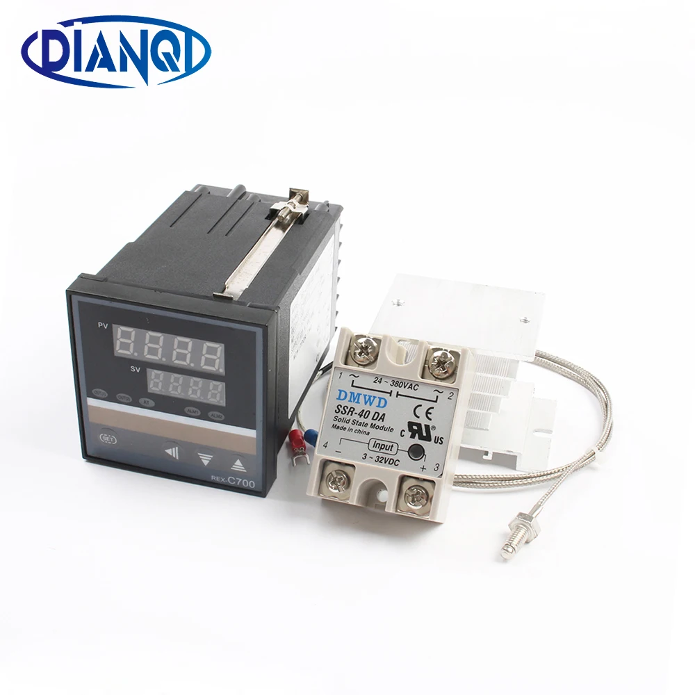 Умный регулятор температуры цифровой PID REX термопара SSR + SSR40DA 40 А Φ 220 В |