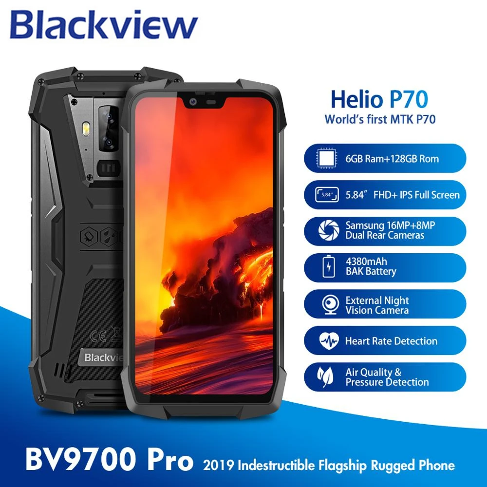 Blackview BV9700 Pro Android 9,0 смартфон ночного видения Helio P70 6 ГБ 128 ГБ IP68 водонепроницаемый беспроводной заряд NFC мобильный телефон