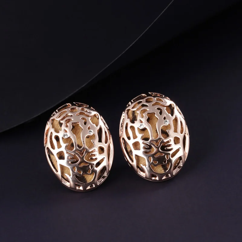 Fashion Women Jewelry Alloy Leopard Fabric Round Earrings Gift Box For Party (SBUSS QE0105) | Украшения и аксессуары