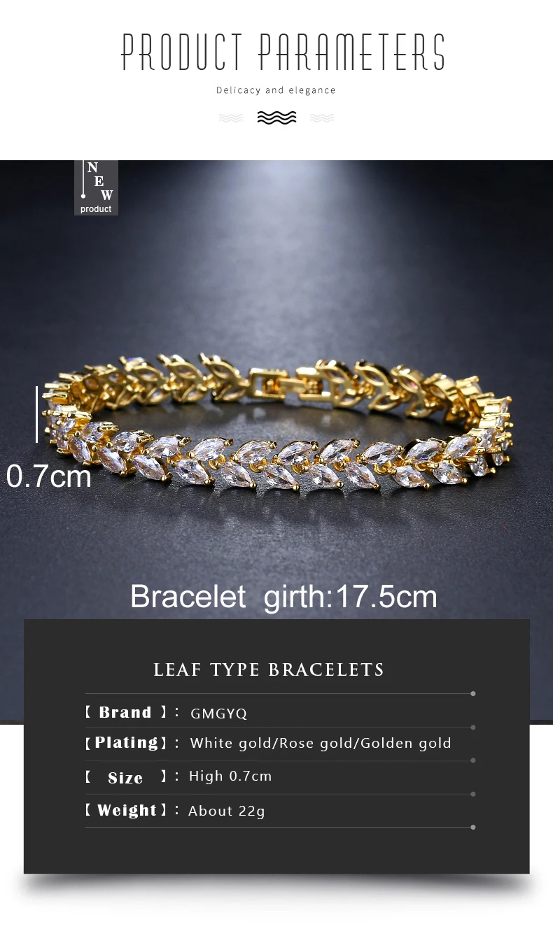 GMGYQ Pulseras Mujer Moda кубический цирконий лист Тип браслеты для женщин аксессуары банкетные подарки оптом много