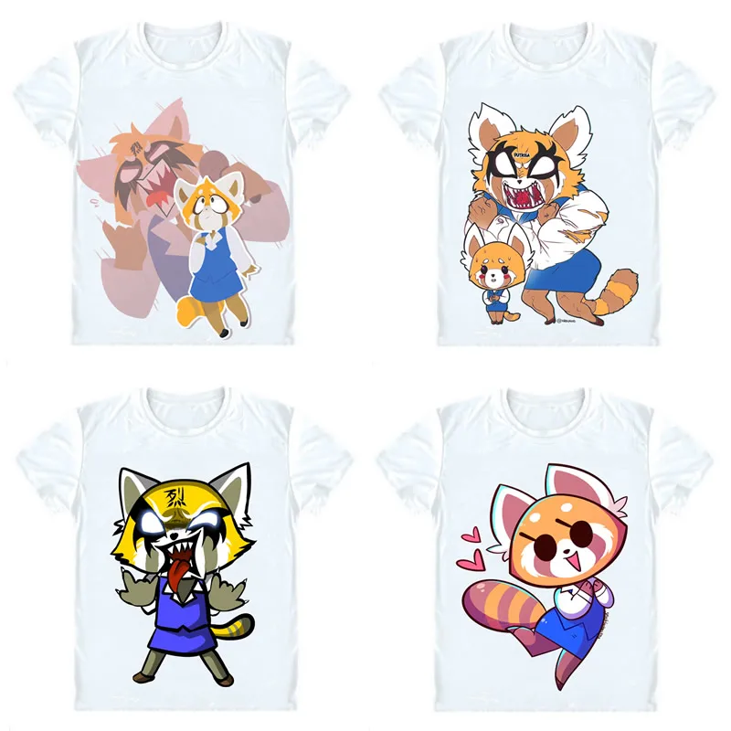 Aggretsuko футболки с коротким рукавом аниме агрессивные Retsuko Aguresshibu красная панда