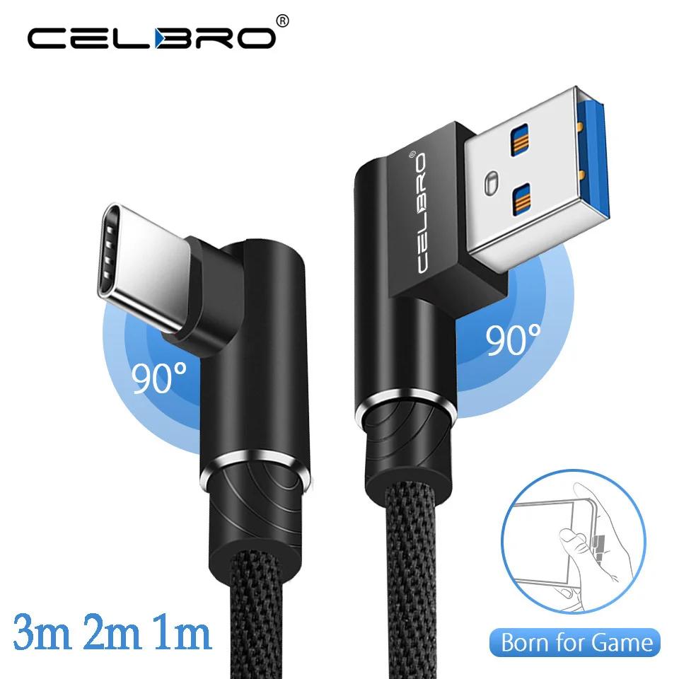 90 правый угол USB C кабель передачи данных для быстрой зарядки Nokia 8 7 Plus Leagoo S9 S8 Pro KIICAA
