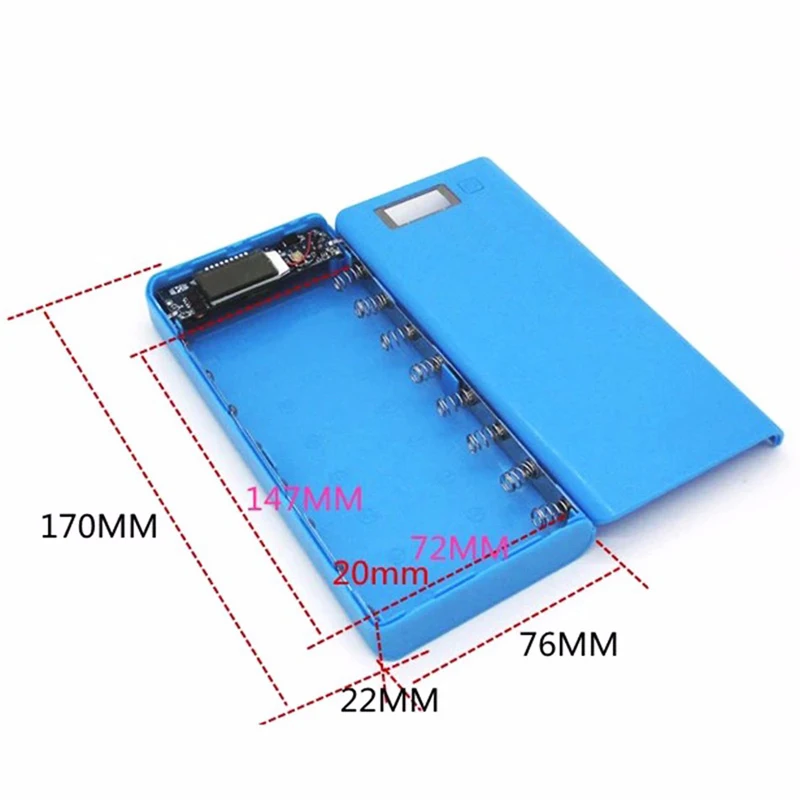 DIY портативный для банка питания 8x18650 ЖК-экран аккумулятора Pover Bank Dual USB пауэрбэнк
