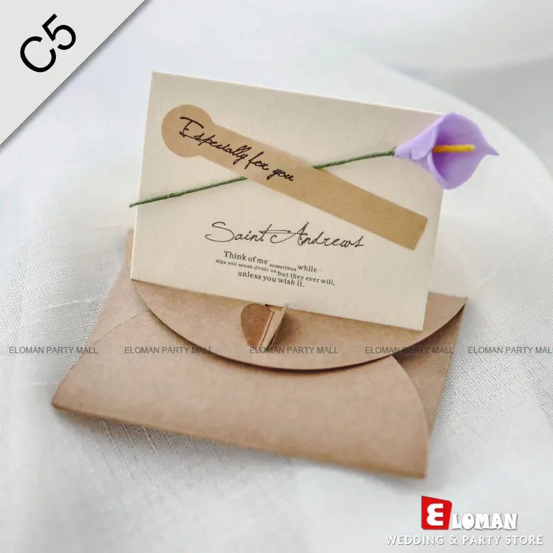 C5-PurpleCalla-25pcs 25 шт карманные свадебные пригласительные открытки-ELOMAN-дешевые приглашения на свадьбу, день рождения, свадьбу и детский душ с конвертом+ пустые карты - Цвет: C5-PurpleCalla-25pcs
