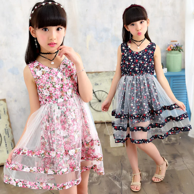 Fashion Flower Girls Dress 2018 Summer Cute Sleeveless Kids Clothes Elegant Tulle Princess Children Dresses For Costumes | Детская