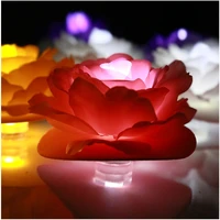 romantic led waterproof fabric rose decoration lights candle lights night roses wedding event party supply battery operated