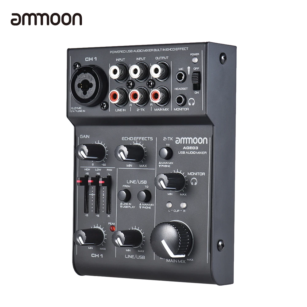 Ammoon AGE03 5 канальный Mic Line микшерный консольный микшер с USB аудио интерфейсом