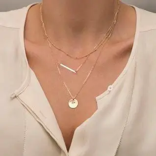 Женское колье с геометрическими металлическими блестками B1D2/5D | Украшения и