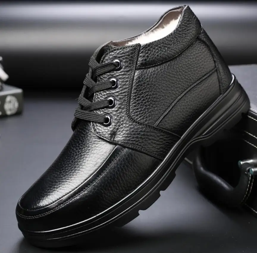 Мужские Ботильоны ручной работы коричневые Теплые ботильоны из натуральной кожи