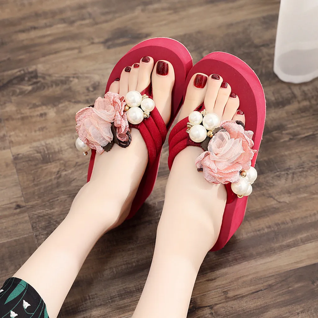 Шлепанцы SAGACE женские в богемном стиле сандалии на танкетке с цветочным принтом