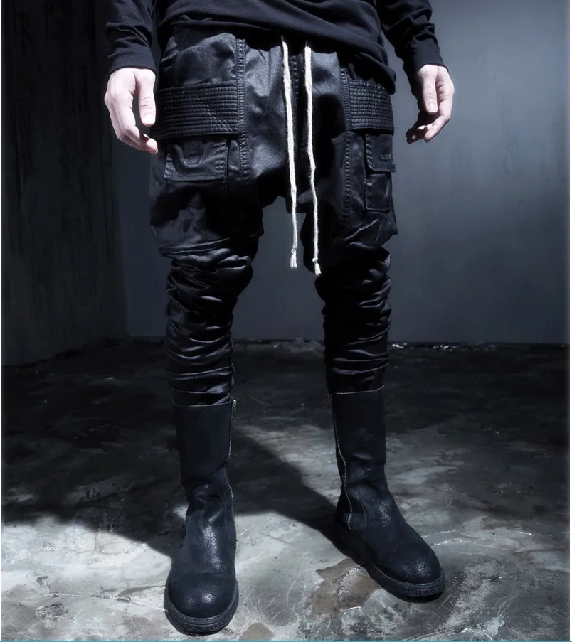 

2015 Punk black harem pants male fashion skinny pants personality trousers casual pants men's clothing stage singer costumes