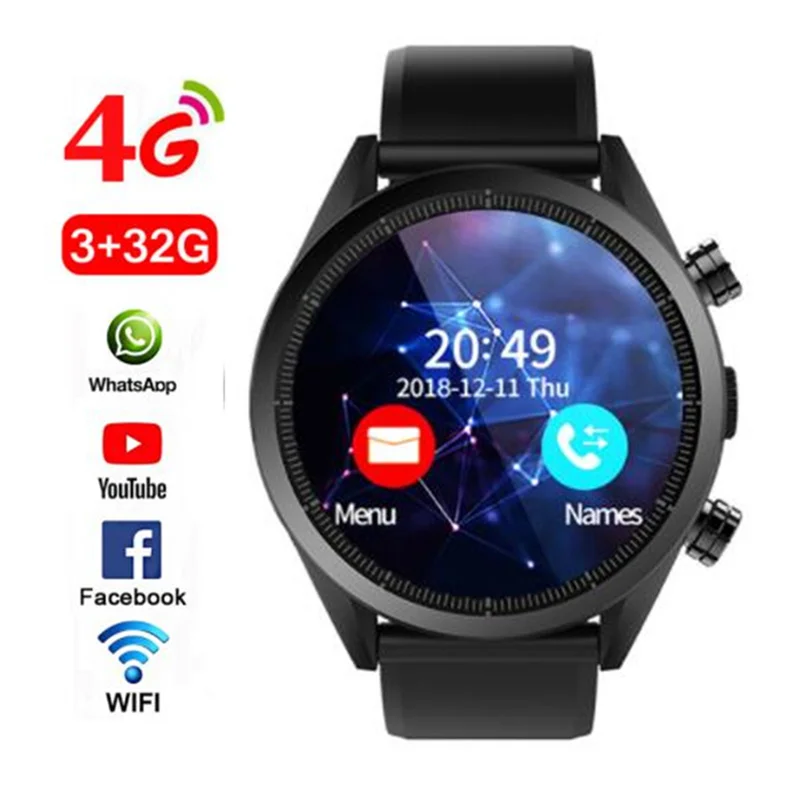 black silica Смарт-часы Kospet Hope Android 7,1 3GB+ 32GB Dual 4G 1,3" AMOLED wifi gps Sim IP67 водонепроницаемые с камерой умные часы - Цвет: black silica