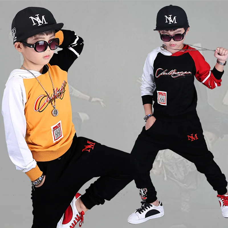 Fall Hip Hop Costume Children's Clothing Set Outfit Boys Long Sleeve Sports Suit Kids Hoodies+ Pants 2 Pcs Set Tracksuit