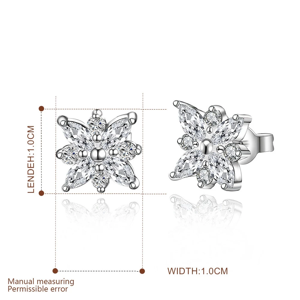 JEWELS Luxury sliver Small Austrian CZ Earring for Women Fashion Popular global simplicity Lucky snowflakes Earrings Jewelry | Украшения и