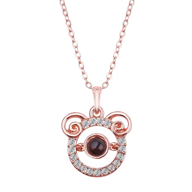 Aries Rose gold Розовое золото и серебро 100 языков я люблю тебя проекция 12 Созвездие Подвеска Ожерелье воспоминания о романтической любви свадебное ожерелье - Окраска металла: Aries Rose gold
