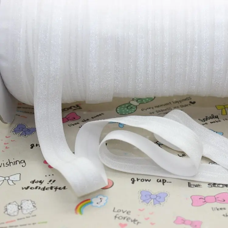 

5/8 inch Free shipping Elastic FOE shiny WHITE color ribbon headband diy hair band wholesale OEM H1639