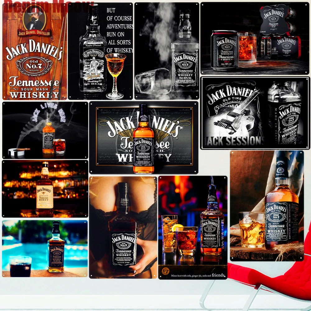 Jack Wine Whiskey винтажная металлическая жестяная вывеска для паба, бара, казино, домашний декор, пивная рекламная тарелка, постер, Настенная художественная наклейка N277