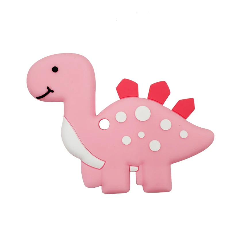 Pink Безопасные Прорезыватели для малышей без бисфенола, милые животные, динозавры, для младенцев, сделай сам, кольцо, Прорезыватель для зубов, детские силиконовые жевательные подвески, детские игрушки для прорезывания зубов - Цвет: Pink