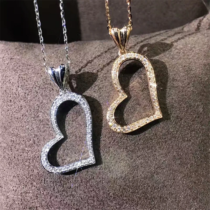 LASAMERO Heart Halo 0 13 CT набор с круглыми вырезами 18k золото кулон ожерелье натуральным