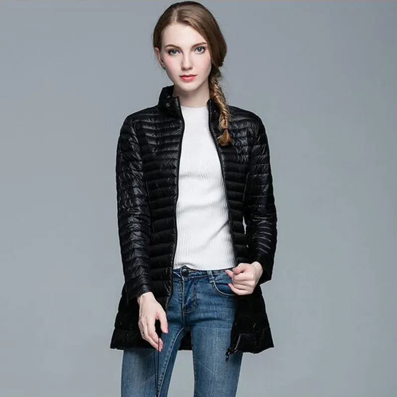 Plus Size 4XL 8 Colors Women Casual Ultralight Down Jacket with 90% 10% Feather Winter Long Coat A590 | Женская одежда