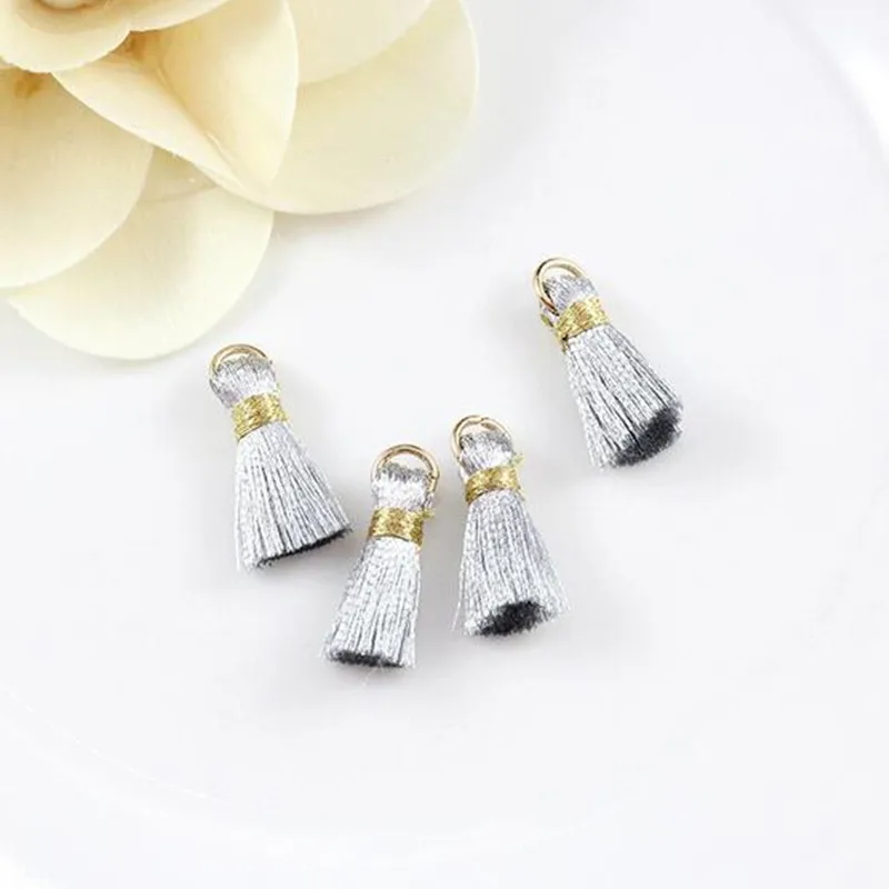 Silver-20pcs DIY 20 шт Мини ледяная подвеска с шёлковой кисточкой женские серьги ожерелье аксессуары 2 см - Цвет: Silver-20pcs