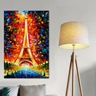 Абстрактная Красочная картина с изображением романтического Парижа, Эйфелевой башни, психоделической масляной живописи, холст, постер, Настенная картина для гостиной