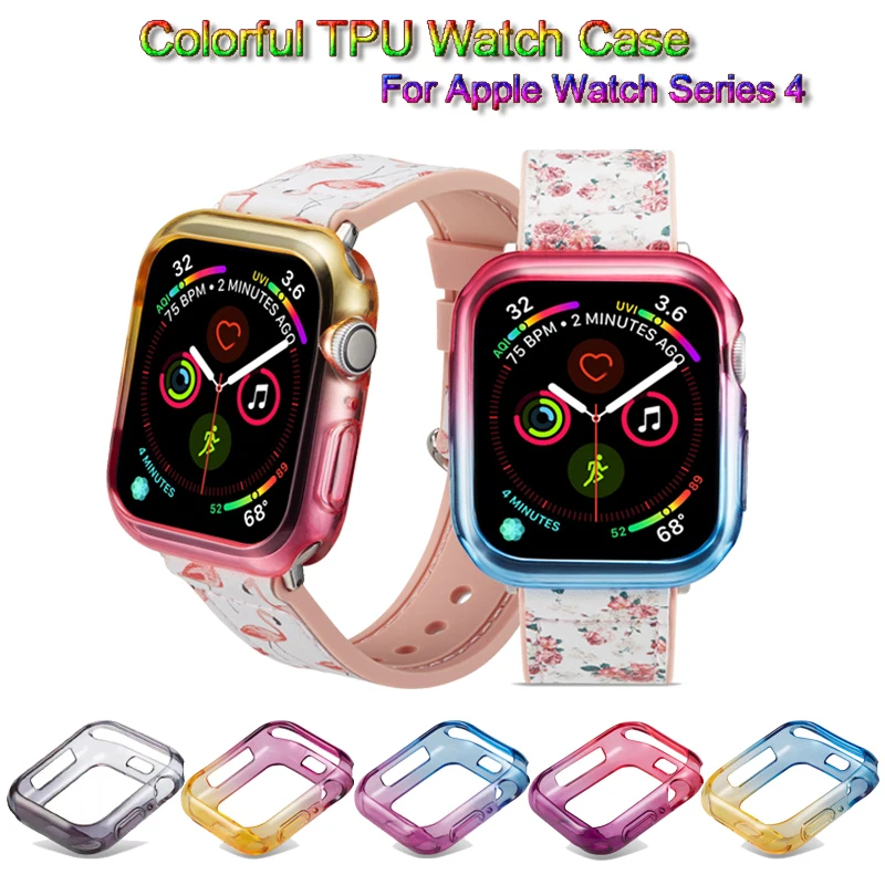 Цветной чехол для часов Apple Watch 4 мягкий тонкий iwatch 44 мм 40 защитный аксессуары