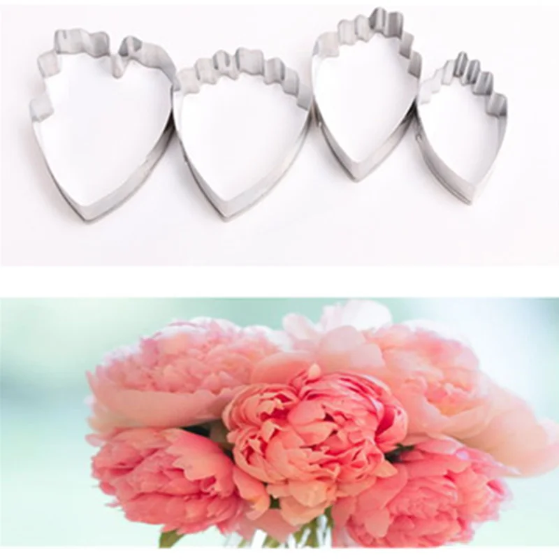 4 шт./лот пион из нержавеющей стали цветок резки высечки лепестки помадные