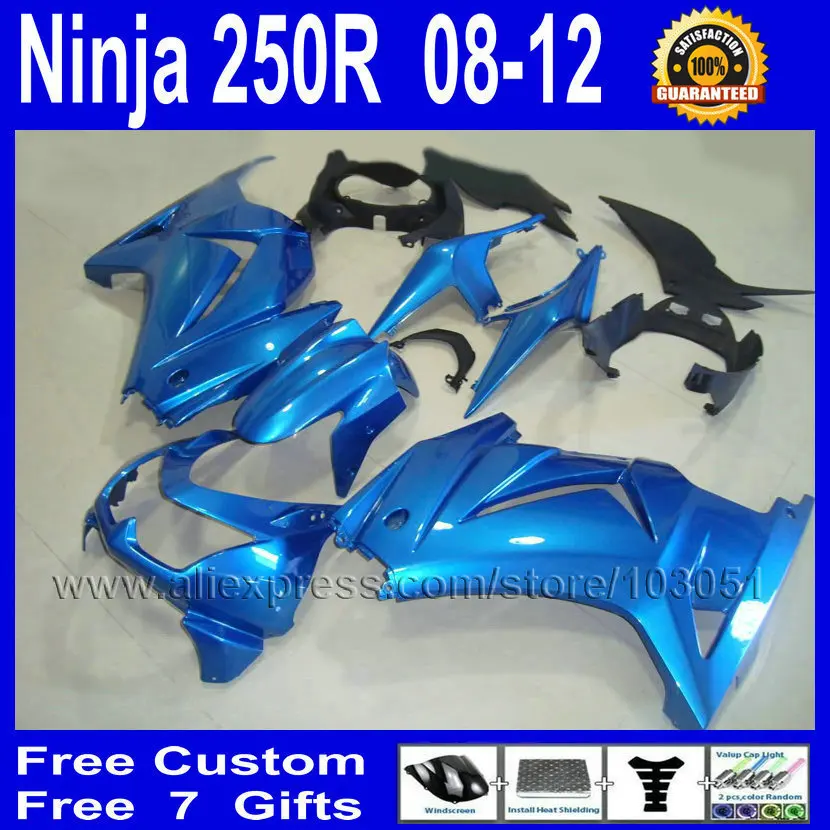 

7 подарков свободный дорожный обтекатель для Kawasaki 2008 2012 2013 ninja 250R металлический синий ZX250R EX250 EX250R 08 09 10 11 13 обтекатели комплект