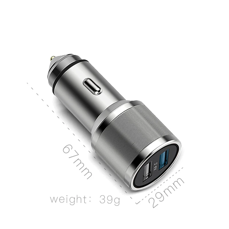 Автомобильное зарядное устройство с двумя USB портами и цифровым светодиодным