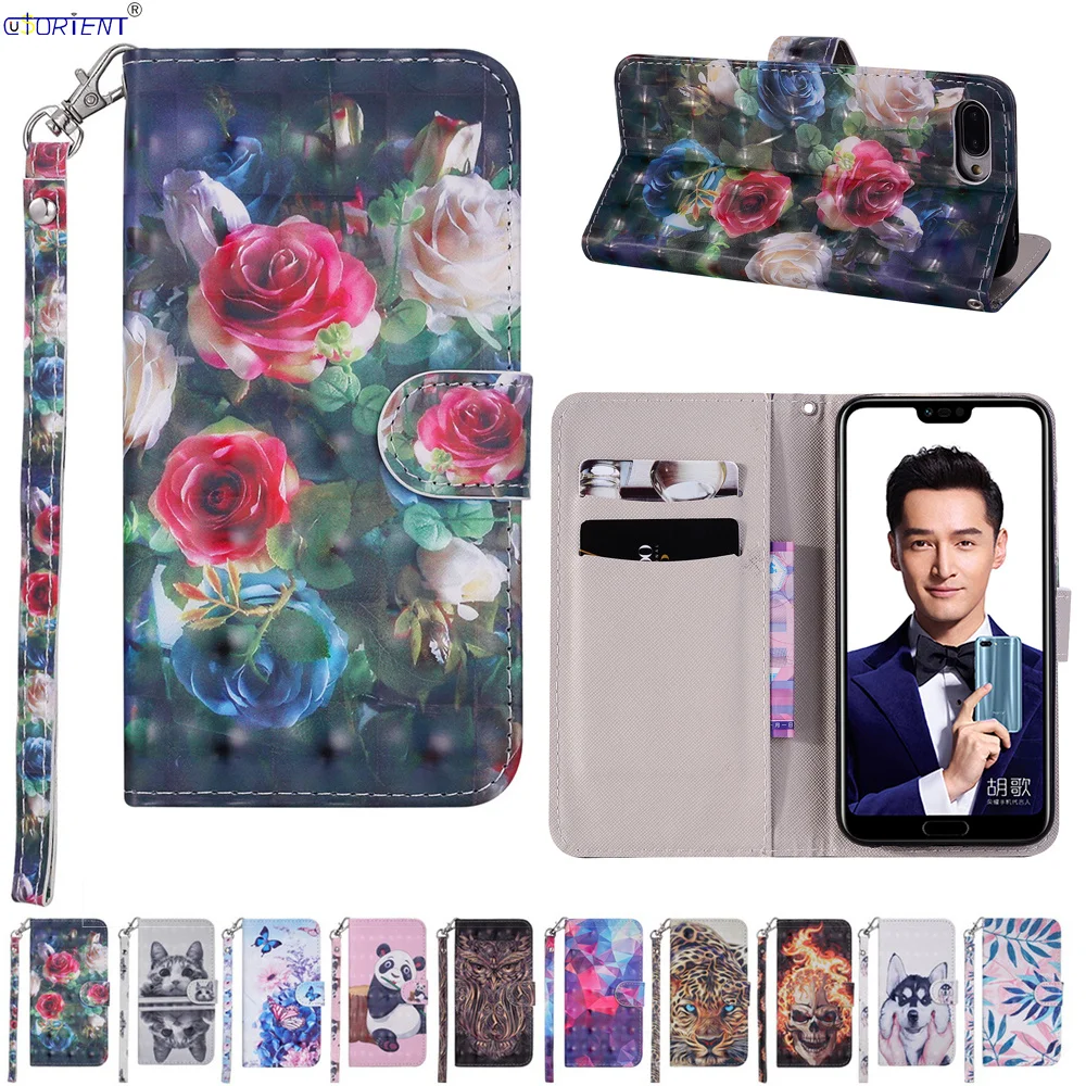 Чехол кошелек для Huawei Honor 10 COL L29A кожаный флип чехол L29 подставка с 3D рисунком