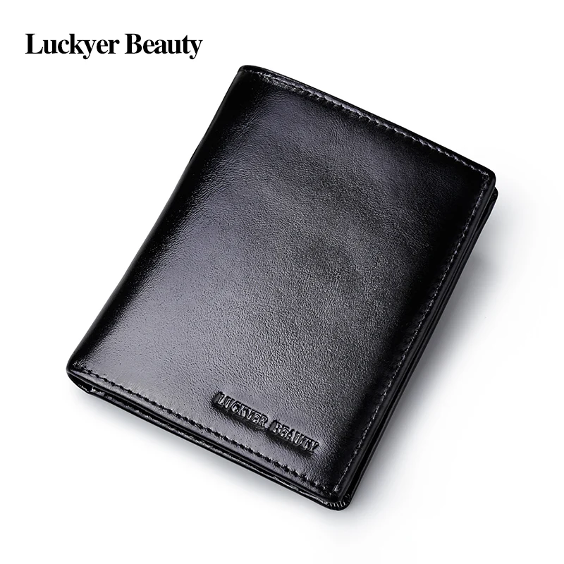 LUCKYER BEAUTY мужские кошельки 100% натуральная кожа мужской кошелек для монет Модный