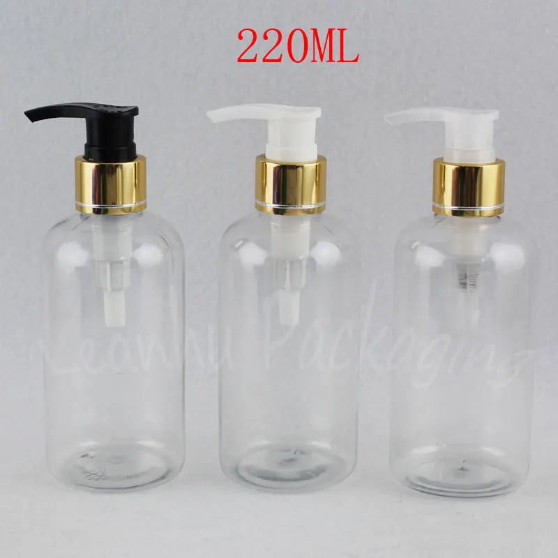 

Прозрачная пластиковая бутылка 220 мл с круглым плечом, пустой косметический контейнер мл, лосьон/шампунь под бутылку (24 шт./лот)