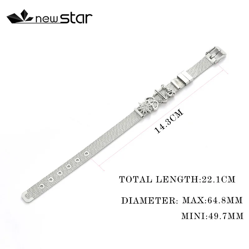 Сердце розовое золото серебро DIY Очаровательный из нержавеющей стали браслет