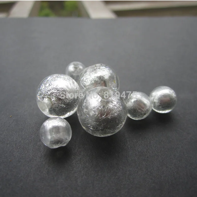 

10Pieces /lot 8mm10mm 14mm Glass lampwork beads White Foil White Color for jewelry &DIY