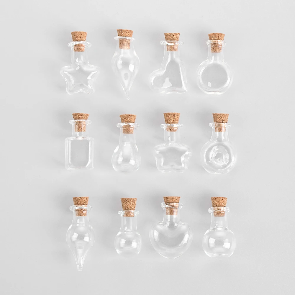 5 шт. мини-бутылочка желаний стеклянная пробка пустые банки для образцов флакон
