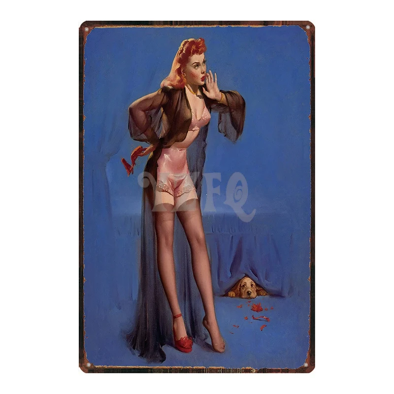 Жестяные ретро-знаки Pin UP Girl металлическая винтажная настенная наклейка Декор