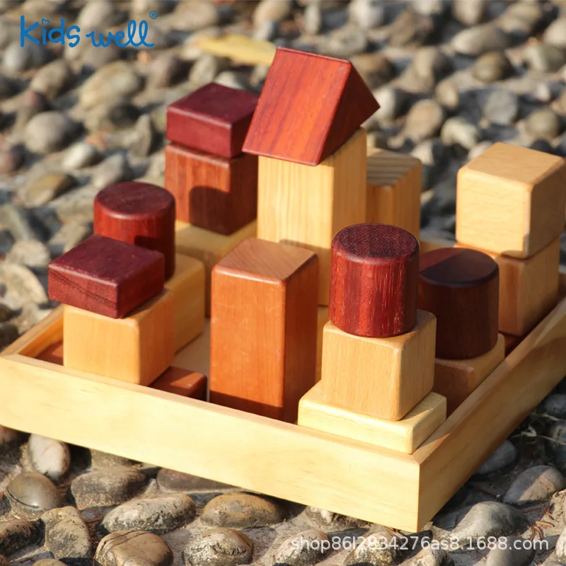 

Children Logs Building Blocks Cognitive Puzzle Assembly Large Particles Environmental Protection Solid Wood No Paint Can Bite