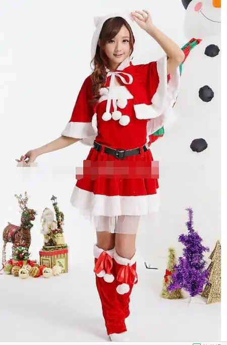 

Женское платье с круглым вырезом, сексуальный милый костюм Санта Клауса, новый Рождественский Костюм