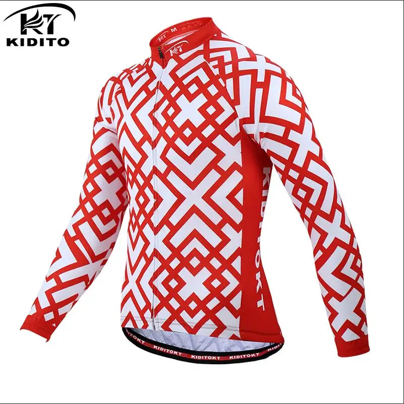 Kiditokt pro, велосипедная майка с длинным рукавом, красная, MTB, велосипедная, дорожная одежда, одежда, осенняя, велосипедная одежда, Ropa De Ciclismo, одежда для велоспорта - Цвет: BJK-SL-1201