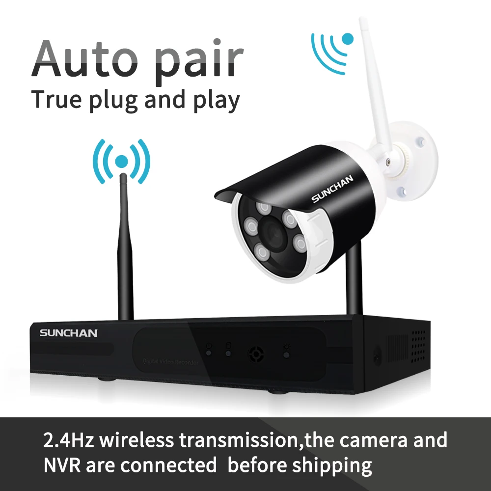 SUNCHAN 8CH CCTV Системы Беспроводной 960 P NVR 8 шт. 1.3MP ИК Открытый P2P Wi-Fi IP камера