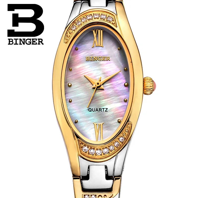 D SCG-Promotion Швейцарский бренд BINGER, женские кварцевые часы с бриллиантами, женская форма с тонким дамским сапфировым корпусом, водонепроницаемые - Цвет: D SCG-Promotion