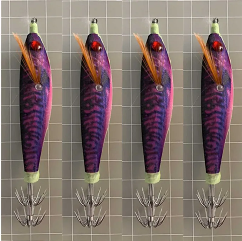 20 шт искусственные кальмары приманки Светящиеся древесины наживка креветка 10 см