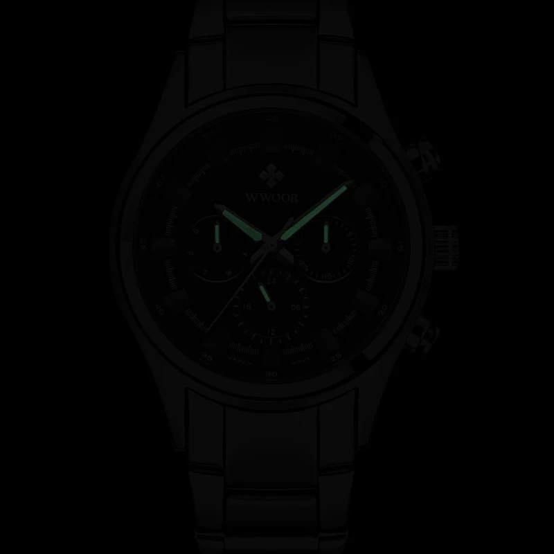 WWOOR роскошные Брендовые Часы на день и дату 24 часа кварцевые часы мужские