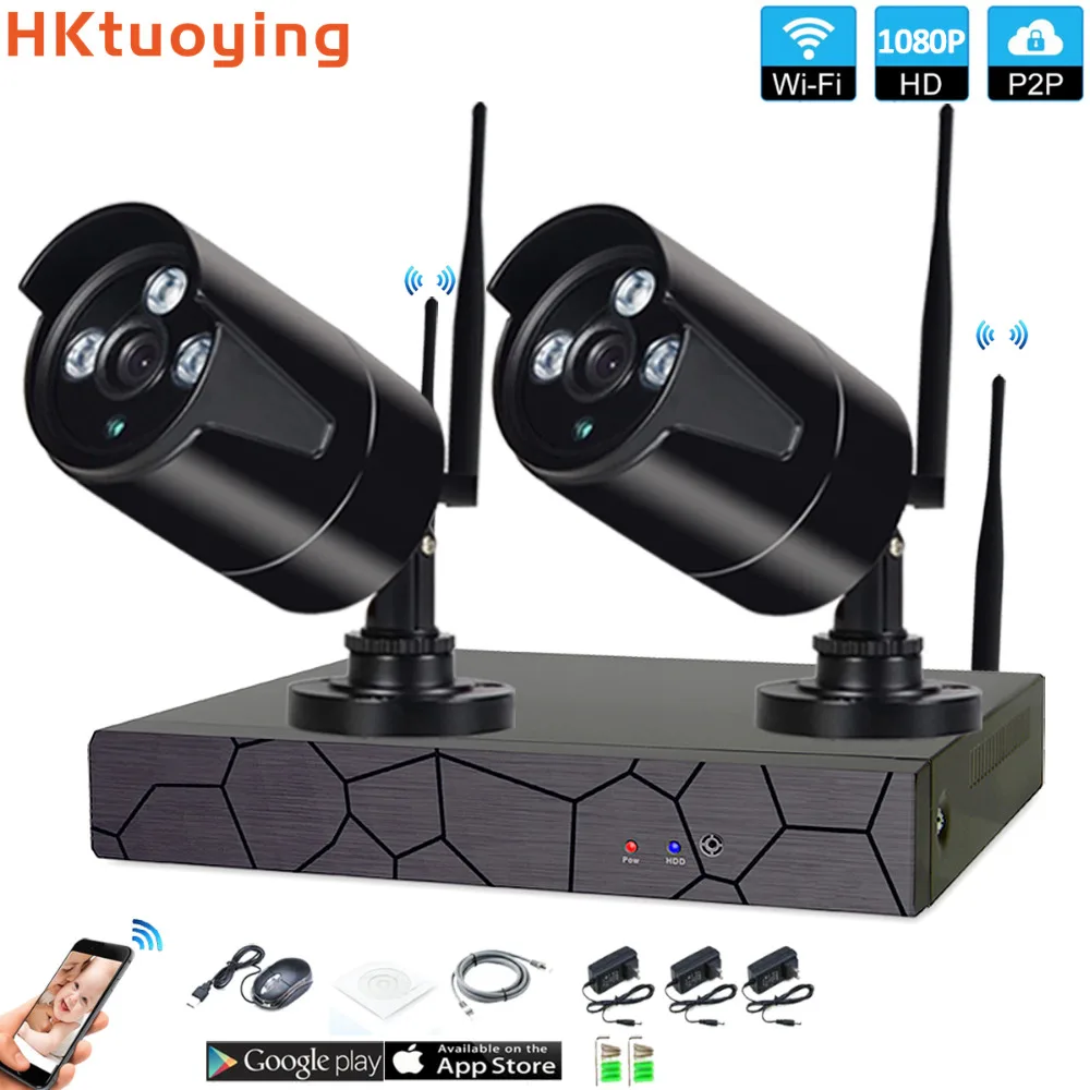2CH 1080P HD Wireless NVR Kit P2P Indoor Outdoor IR Night Vision Security 2.0MP IP Camera WIFI CCTV System | Безопасность и защита