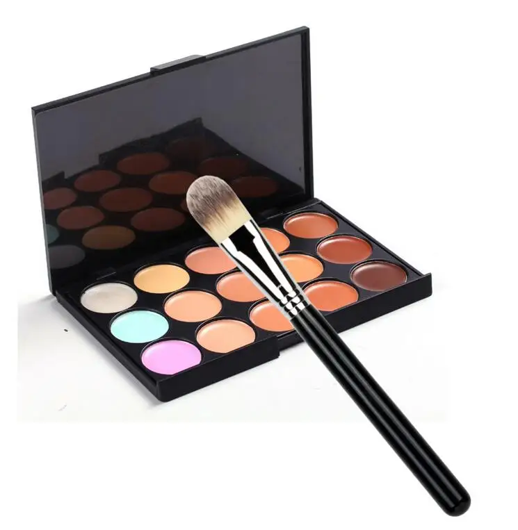Набор для макияжа палитра консилеров 15 цветов с профессиональной кистью крема