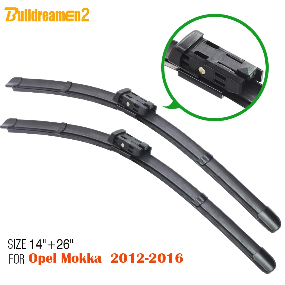 

Buildreamen2 1Pair Soft Rubber Bracketless Wiper Blades For 2012-2016 Opel Mokka Car Windshield Frameless Wiper Blade
