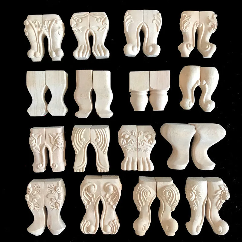 

1PC European Wooden Carved Furniture Legs Sofa Table Cupboard Feet stereoscopic Flower Handcrafts Home Accessories