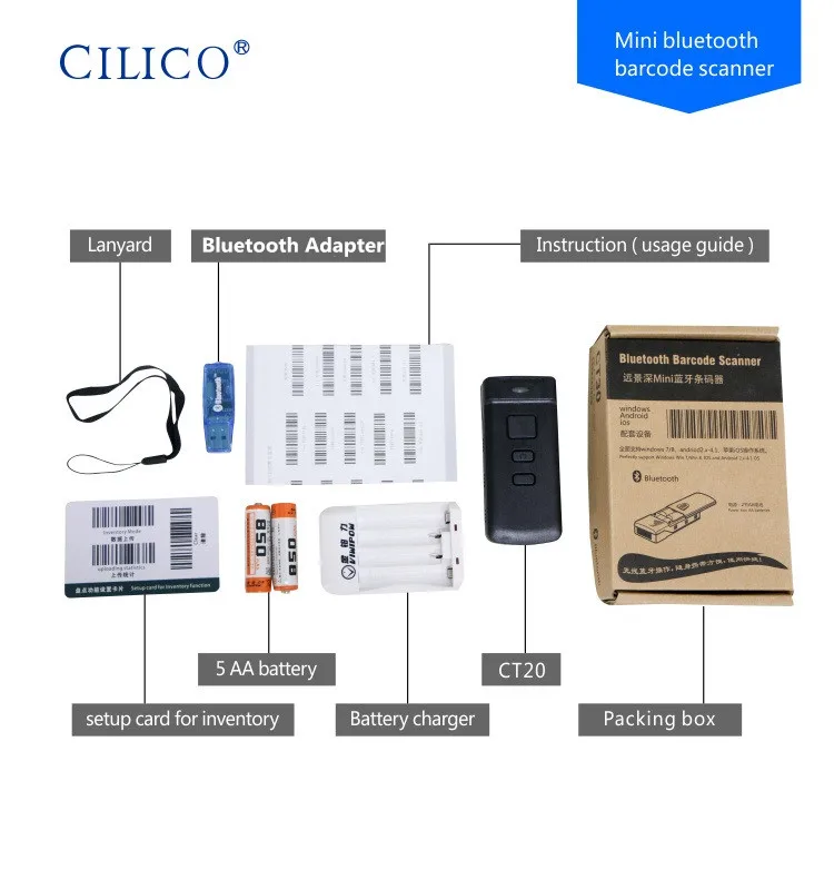 Free Shipping New Updated Mini CT30 Wireless Bluetooth Barcode Scanner for iphone 6 Plus Android Windows | Компьютеры и офис