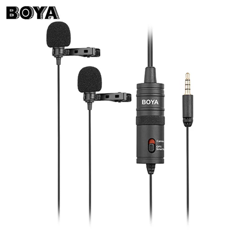 

BOYA BY-M1DM Dual Omnidirectional Lavalier Microphone Clip-on Lapel Mic for Iphone Smartphones Cameras Camcorders Audio Recorder